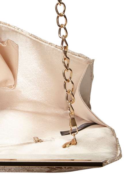 Gold Lace Chain Clutch Bag